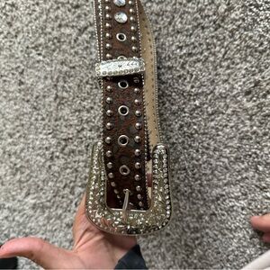 Brown and Silver Studded Women's Belt